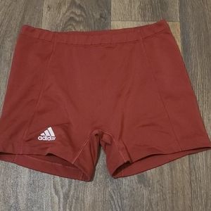 Adidas 4 inch inseam maroon/dark red spandex short